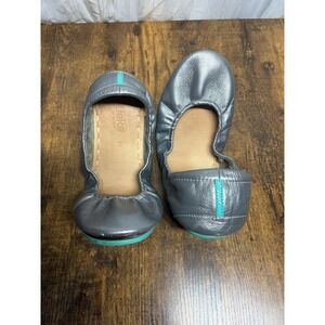 Tieks By Gavrieli Womens Ballet Flat Leather Shoes Slip On Pewter Metallic US 12